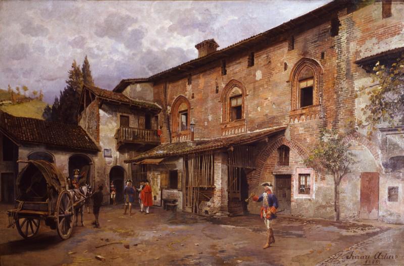 Arturo Ferrari Fifteenth-Century Courtyard in Castiglione Olona china oil painting image